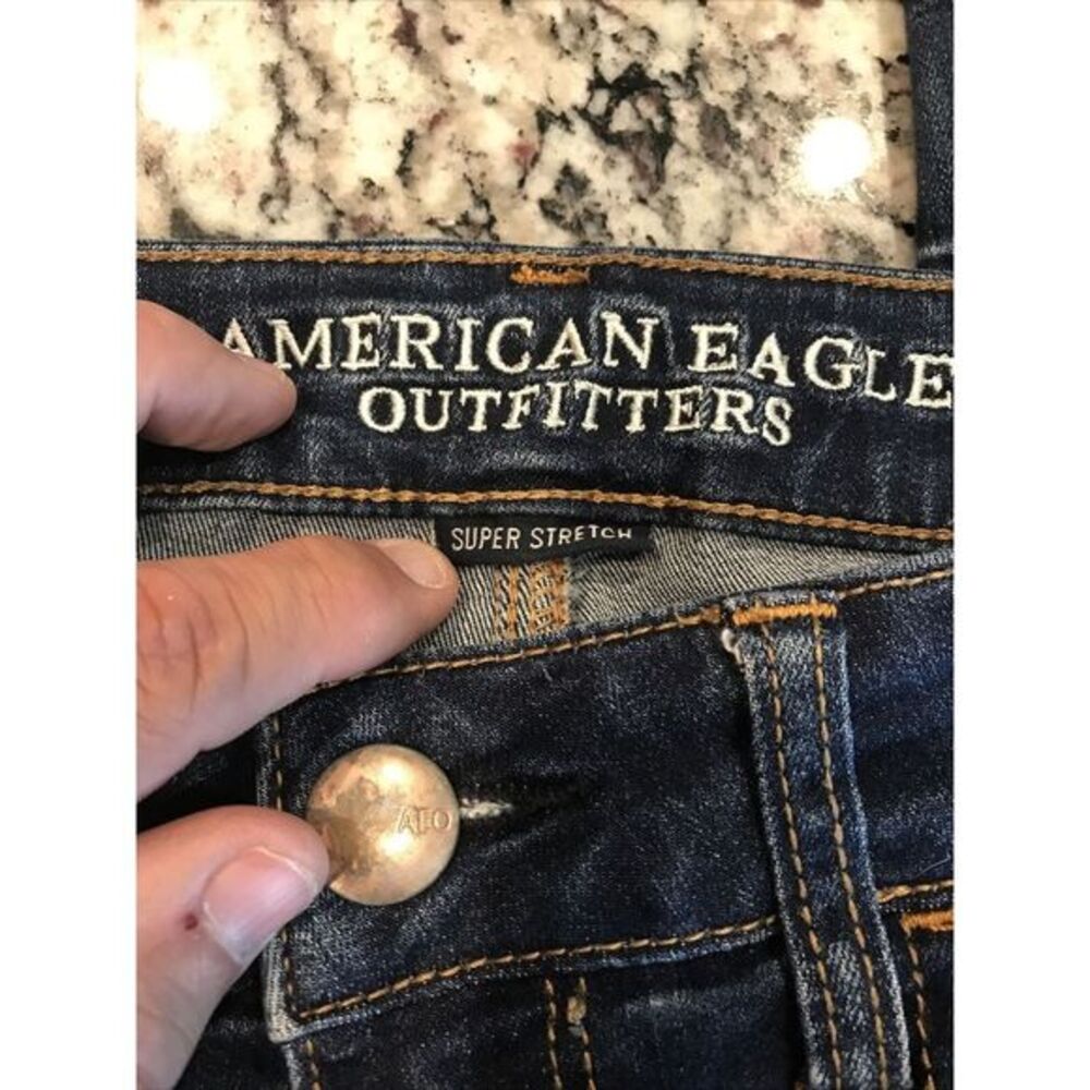 American Eagle Size 4 Regular‎ Super Stretch Jegging Distressed Blue Jeans - Picture 2 of 9